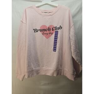 Wild Fox Womens Graphic Pullover Sweatshirt Size 2XL Powder Baby Pink 5632